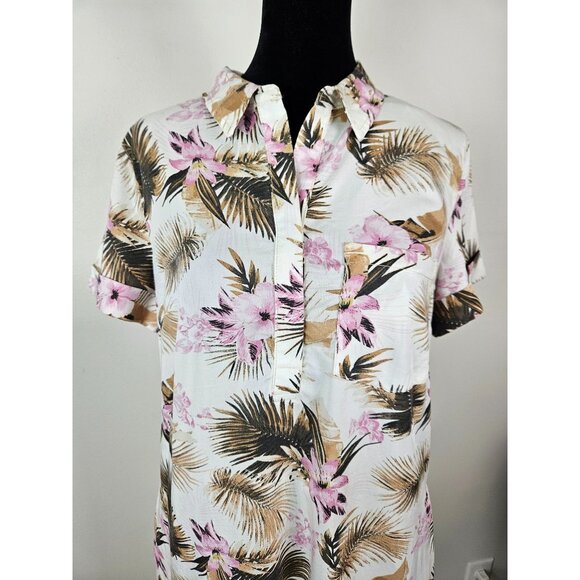 Kut From The Kloth Tropical Print Button-Front Shirt Dress Lightweight Sz Small - Picture 4 of 15